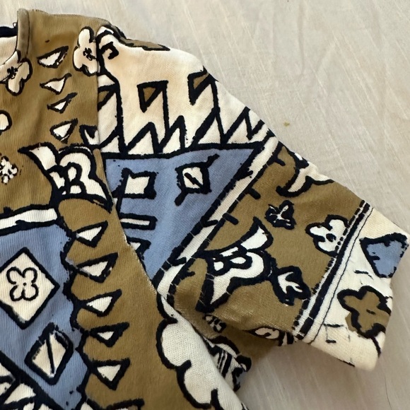 TORY BURCH Pima Cotton Bohemian Ikat Dress Wheat Lisbon (23) - Picture 8 of 9